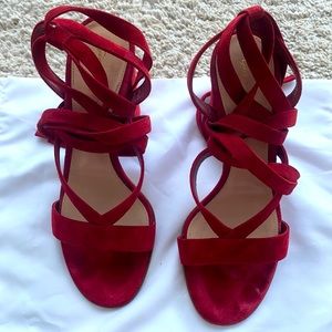 Suede red sandals